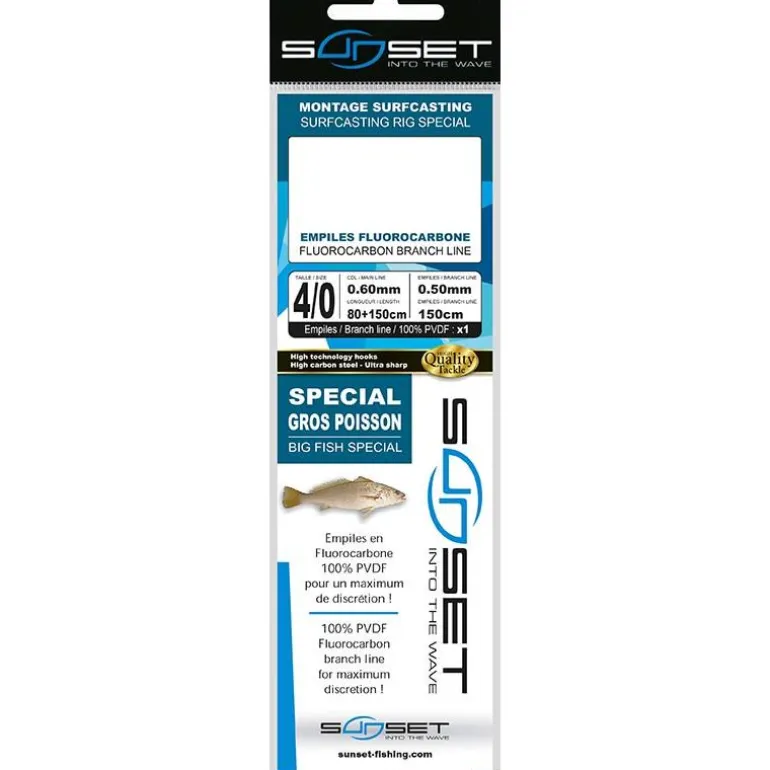 Bas De Ligne Sunset Surfcasting Rs Competition Special Gros Poisson - Fluoro + Octopus