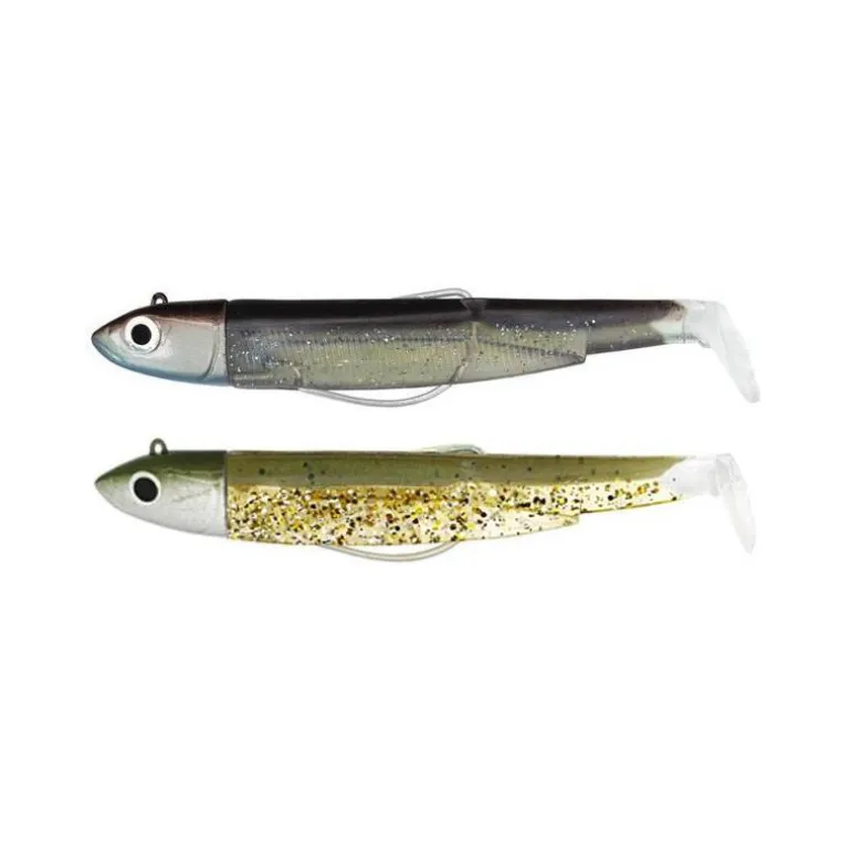 Kit Leurre Souple Arme Fiiish Double Combo Black Minnow 90 + Tete Plombee Off Shore