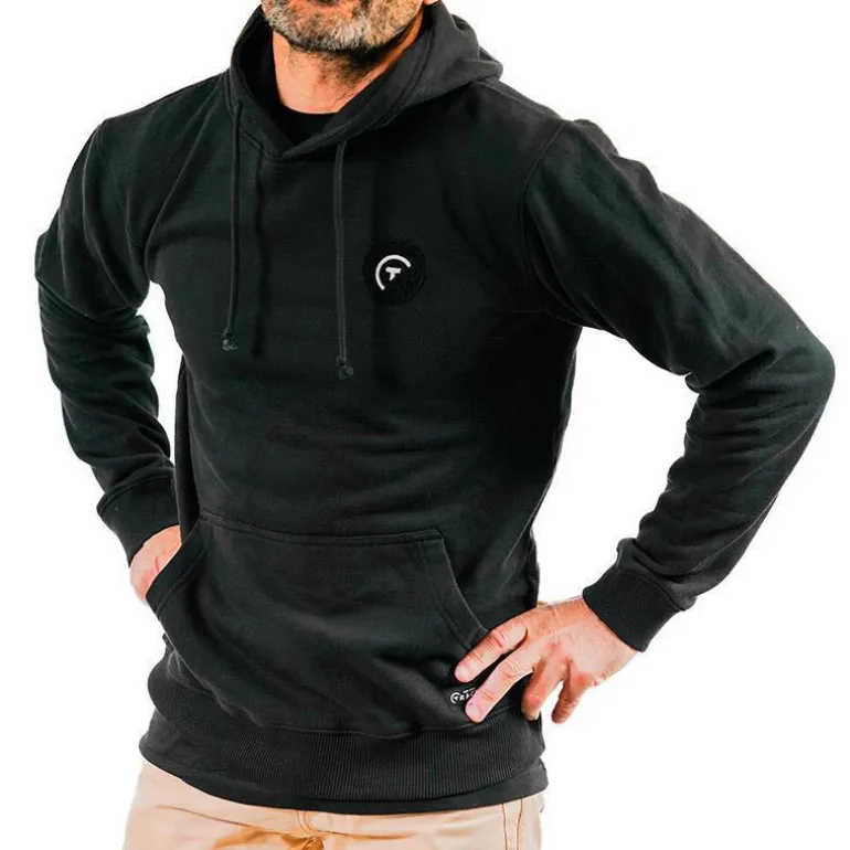 Sweat À Capuche Pêche Personnalisable Sur Vos Traces - Noir
