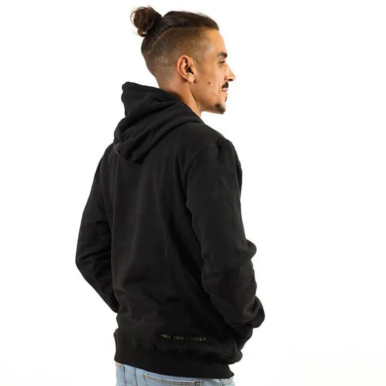 Sweat À Capuche Pêche Personnalisable Sur Vos Traces - Noir