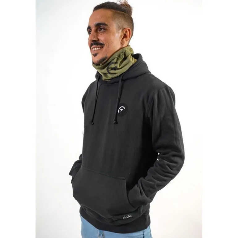 Sweat À Capuche Pêche Personnalisable Sur Vos Traces - Noir