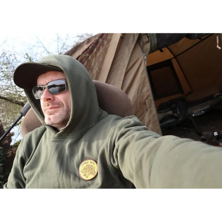 Sweat À Capuche Pêche Personnalisable Sur Vos Traces - Noir