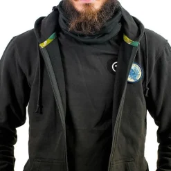 Sweat À Capuche Zippé Pêche Personnalisable Sur Vos Traces - Noir