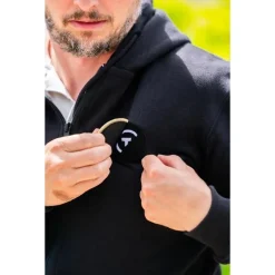 Sweat À Capuche Zippé Pêche Personnalisable Sur Vos Traces - Noir