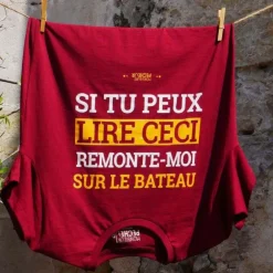Tee Shirt Manches Courtes Homme Monsieur Pêcheur Remonte Moi Sur Le Bateau - Burgundy