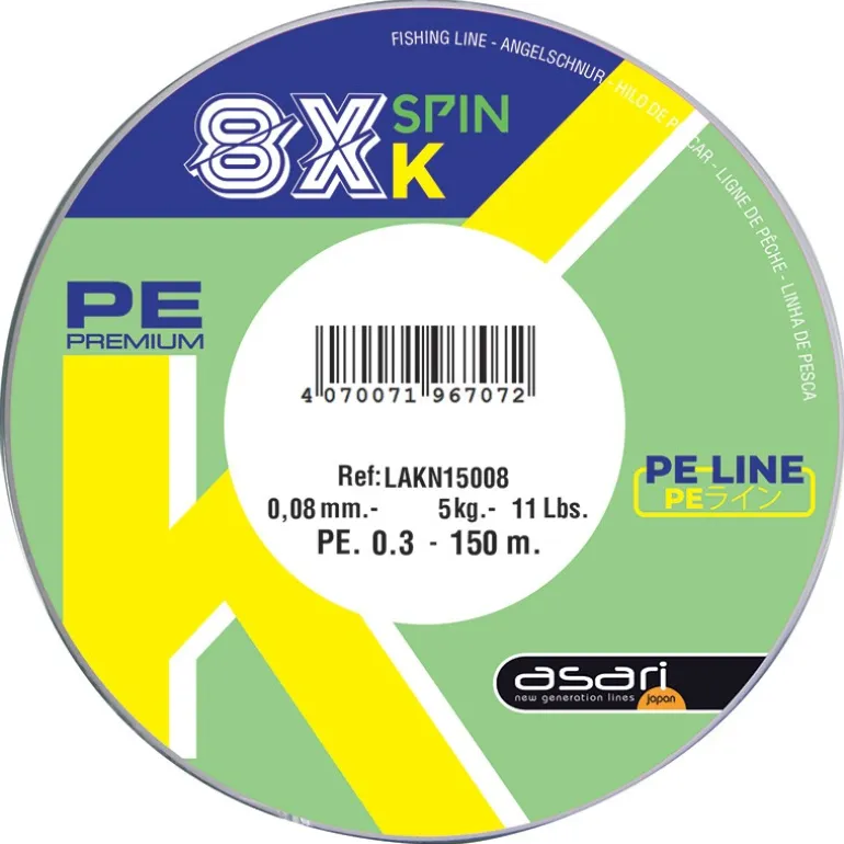 Tresse Asari 8X-K Spin - Vert Fluo - 150M